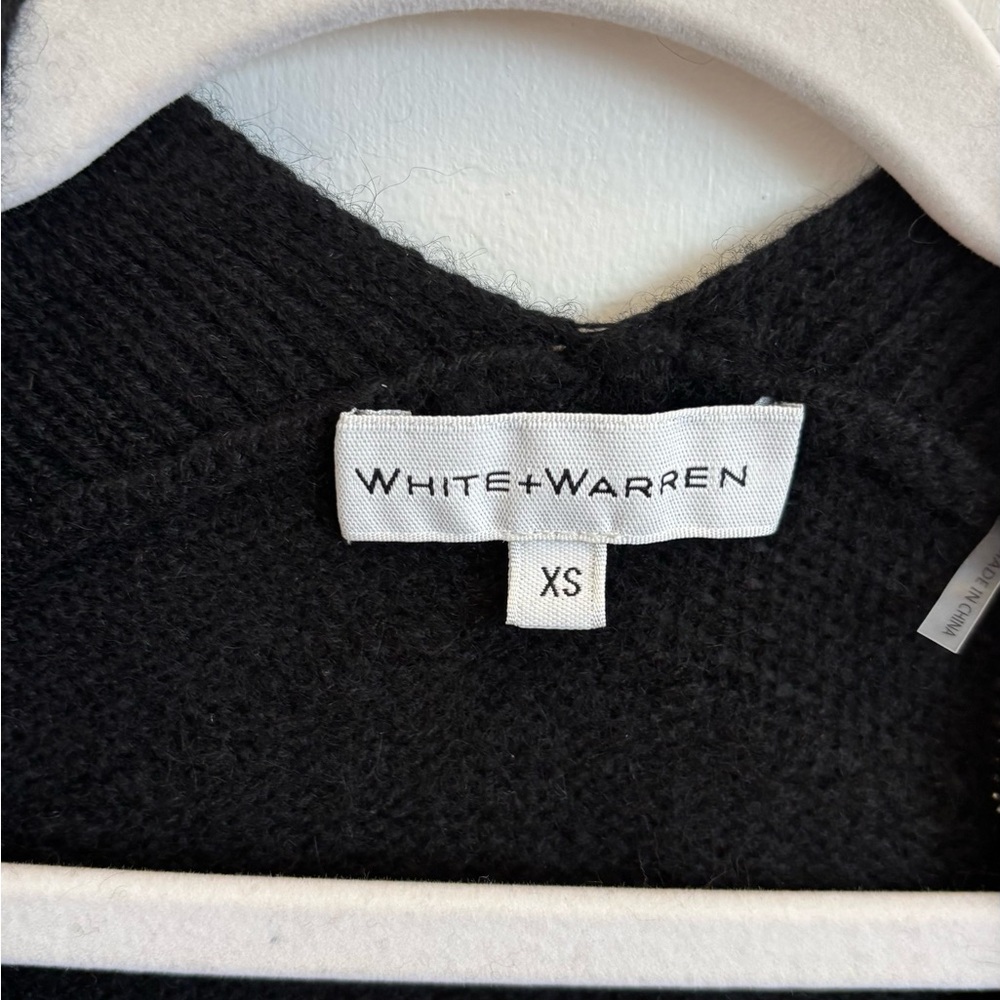 White + Warren Black Open-Front Cashmere-Blend Cardigan - Picture 3 of 4